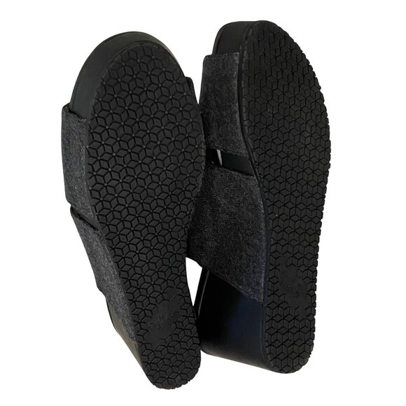 Dr Scholls Meringue WESLYN Platform Wedge Sandal Womens 9.5 Gray Felt Chunky - Picture 6 of 12